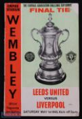 1965 FAC final programme Leeds United v Liverpool stapled to inside page a Majestic Hotel, Harrogate