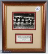1954 Barbarians v New Zealand All Blacks: A post-match pic on the Cardiff pitch during the singing