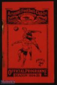 Pre-war 1934/1935 Arsenal v Aston Villa Div. 1 match programme 17 November 1934; rust burn to