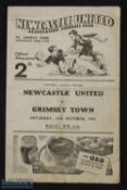 War time 1945/46 Newcastle Utd v Grimsby Town war league north match programme 13 October 1945; fair