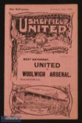 Pre-war 1912/1913 Sheffield Utd v Grimsby Town Midland League match programme 14 September 1912; ex.