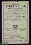 War time Liverpool v Grimsby Town war league north 19 April 1946; single sheet tiny edge tear.