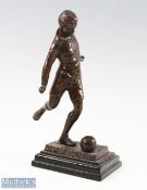 Bronze Statue Stanley Matthews English Football Soccer on wooden plinth 25cm tall