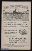 1948/49 Grimsby Town v Exeter City FAC 3rd round match programme 8 January 1949 at Blundell Park;