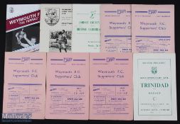 Selection of Weymouth football programmes 1953 Dorset v Trinidad FA at Weymouth, 1955/56 Weymouth