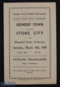 War time 1945/46 Grimsby Town v Stoke City football league north match programme 16 March 1946;