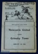 War time 1940/1941 Newcastle Utd v Grimsby Town North Regional league match programme 28 December
