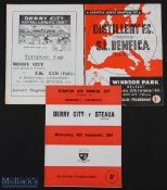 European Cup Football Programmes Distillery FC v Benfica 1963, Derry City v F K Lyn (2)