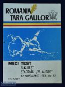 1983 Romania v Wales Rugby Programme: Not the Welsh selectors or squad's greatest hour, but a huge