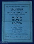 1937 FA Amateur Cup final Dulwich Hamlet v Leyton at West Ham Utd 3 April 1937, 4 pager; fair