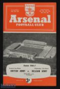 1957 Football Programme British Army v Belgian Army, at Arsenal to include Foulkes, Coleman,
