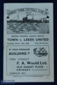 1948/49 Grimsby Town v Leeds Utd Div. 2 match programme 26 March 1949; fair/good condition.