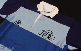 1990s(?) French Barbarians Jersey: Un-numbered & possibly unworn, three-tone, blues & purple