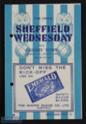 1944/1945 War time Sheffield Wednesday v Grimsby Town match programme 13 January 1945, war cup