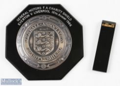1986 FA Charity Shield Plaque Everton v Liverpool 16th August 1984 hallmarked silver on black