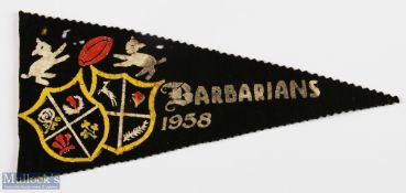 Rare 1958 Barbarians in South Africa Rugby Pennant: Tapering from 10