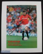 David Beckham Manchester United Autograph Display signed in ink to colour magazine page, laid to