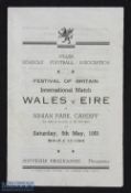 1951 Festival of Britain Welsh School Boys Wales v Eire played at Ninian Park Cardiff