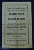 War time 1945/1946 Grimsby Town v Sunderland FAC match programme 5 January 1946; folds, fair at
