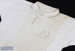 Rare 1889 North of England v South Trial Match Rugby Jersey: White with collar, calligraphic 'N of E