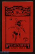 Pre-war 1937/1938 Arsenal v Middlesbrough Div. 1 match programme 30 October 1937; very slight