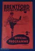 Pre-war 1938/39 Brentford v Leicester City Div. 1 match programme 1st April 1939; fair/good.