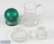 Football Glass Lot to include 1981 100th FA Dartington paperweight and Tankard, Yeovil Town FC