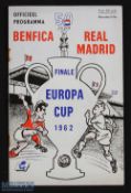 1962 European Cup Final Benfica v Real Madrid missing staples otherwise good