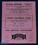 Pre-war 1934/1935 Lewes v Harwich & Parkeston match programme 16 February 1935 AFA Senior Cup 4th