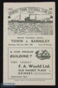 1947/48 Grimsby Town v Barnsley friendly match programme 28 February 1948 at Blundell Park; small