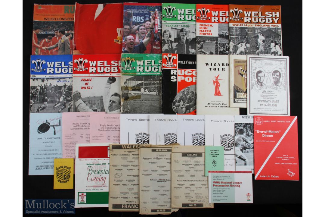 Welsh Interest Rugby Miscellany (Qty): To inc Carwyn James XV v Barry John XV Urdd Fundraiser, BJ'