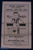 1946/47 New Brighton v Rotherham Utd Div. 3 (N) match programme, 4 pages, 14 June 1947 (league