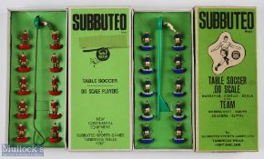Subbuteo Football Soccer Teams, x2 Ref 2 blue shirts white socks ref 41 all red - with a replacement