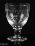 1968-69 FA Cup Football Presentation Brierley Glass to K Burns a Linesman in the final, presented by