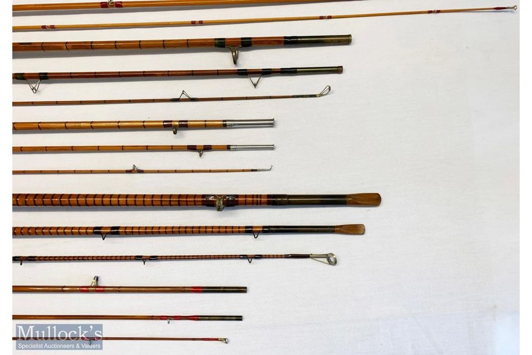 5x Various antique fishing rods – features Hargard Aura Made in Norway 9ft 2pc split cane rod - Image 4 of 4