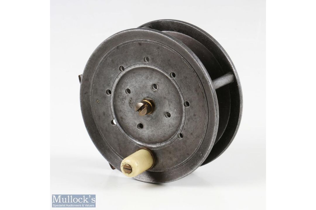 Dingley for Foster Bros 4” alloy fly reel, cream handle, makers marks to rear, stamped D to - Image 1 of 2