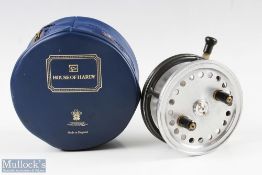 Hardy Bros Silex Superba 4” reel, twin black handles, black handled rim lever, ivorine drag adjuster