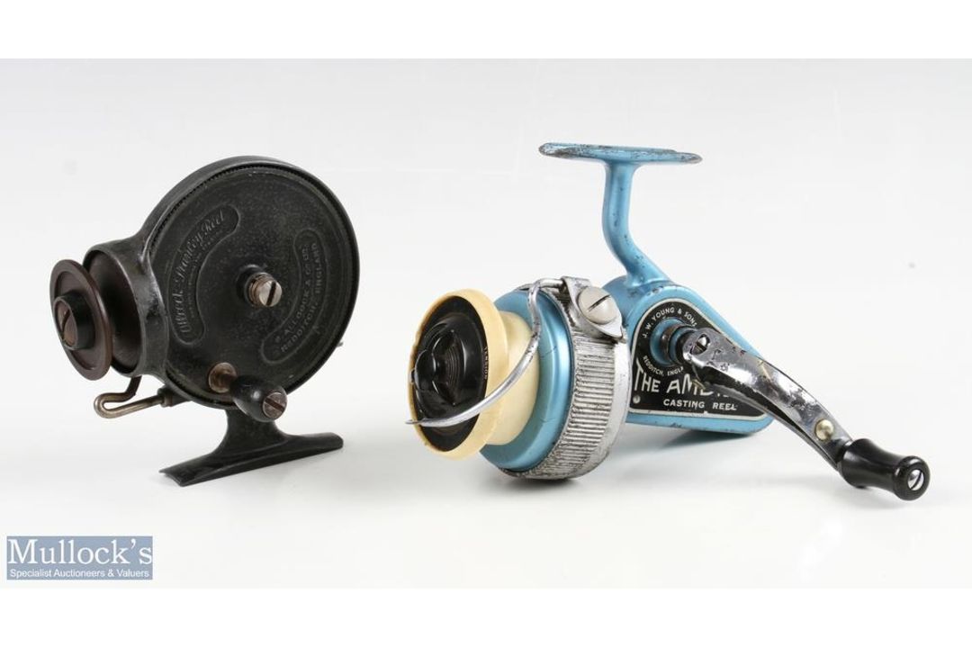 Allcock The Stanley threadline reel, with bakelite spool, with a J W Young & Song The Ambidex - Image 1 of 2