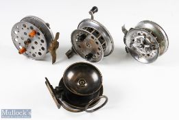 A collection of Side Casting Reels (4) consisting of Mallochs Patent, sold by C Harlow, The