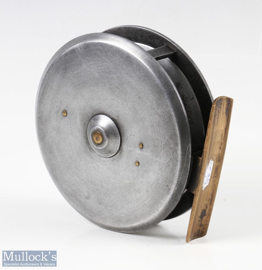J Webber & Sons, Exeter 4 ½” alloy fly reel, cream handle, brass centre screw, brass smooth foot, - Image 2 of 2