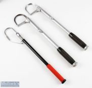 3 Extendable Fishing Gaffs, 1 is made by Abu No.15 and 2 aluminium examples made in Great Britain G+