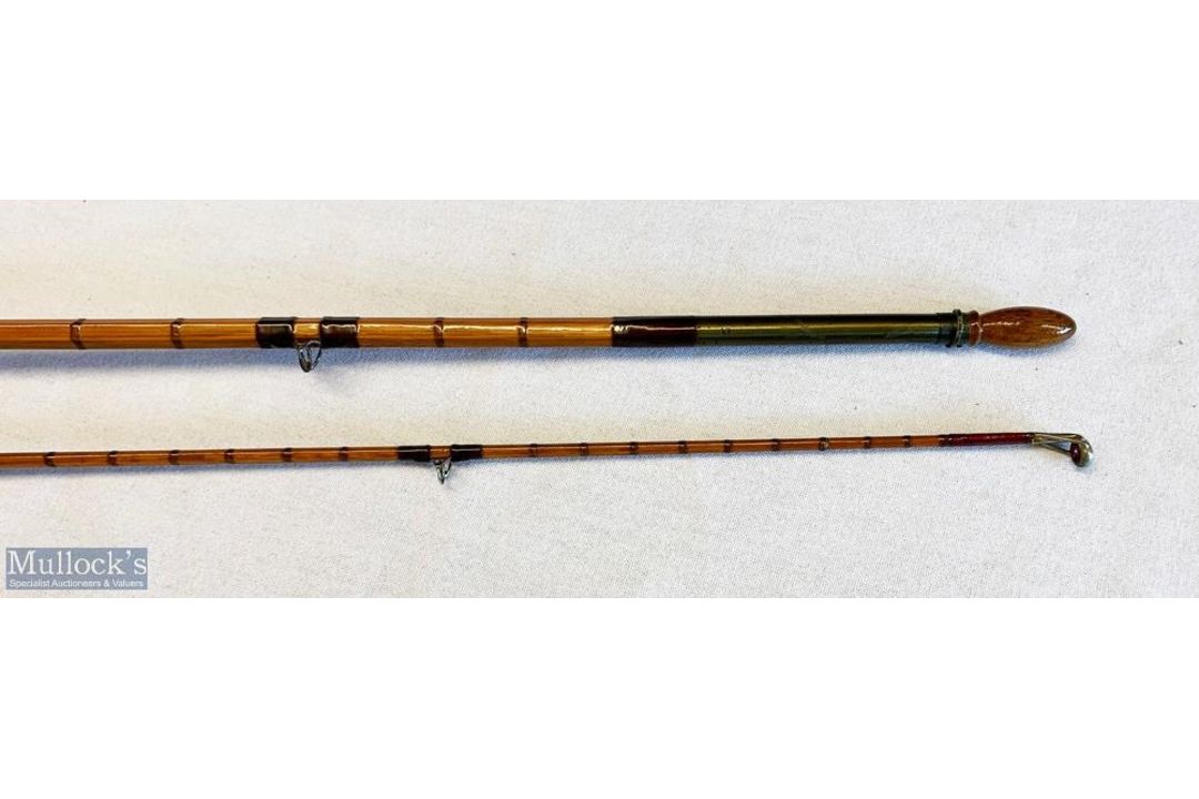 JA Walker 9ft 2pc split cane fly rod with red whipping, agate butt/tip rings – overall A/G overall – - Image 3 of 3