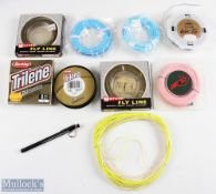 A Collection of Assort Fly Lines, with examples of Berkley Trilene 8lb, Garcia fly line- DT 7 S+
