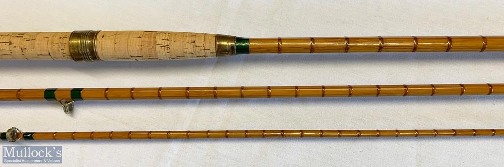 JJS Walker Bampton 13ft 6in 3pc split cane rod serial 10012 with agate butt/tip ring, overall A/G - Image 2 of 4