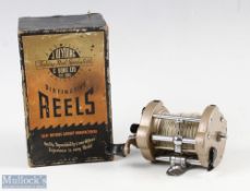 J W Young & Sons Gildex multiplier reel, side regulator and check on/off, twin handle, sliding