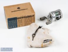 ABU Garcia Ambassadeur SM3600 multiplier reel, in silver finish, numbered to foot 040106, twin