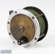 Cherolier Bowness & Son 3 ¾” ebonite, brass and alloy fly reel, fat horn handle, script makers marks