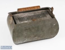 Galvanised fishing Bait kettle, a good-looking design with pierced lid and 4 raised feet, size