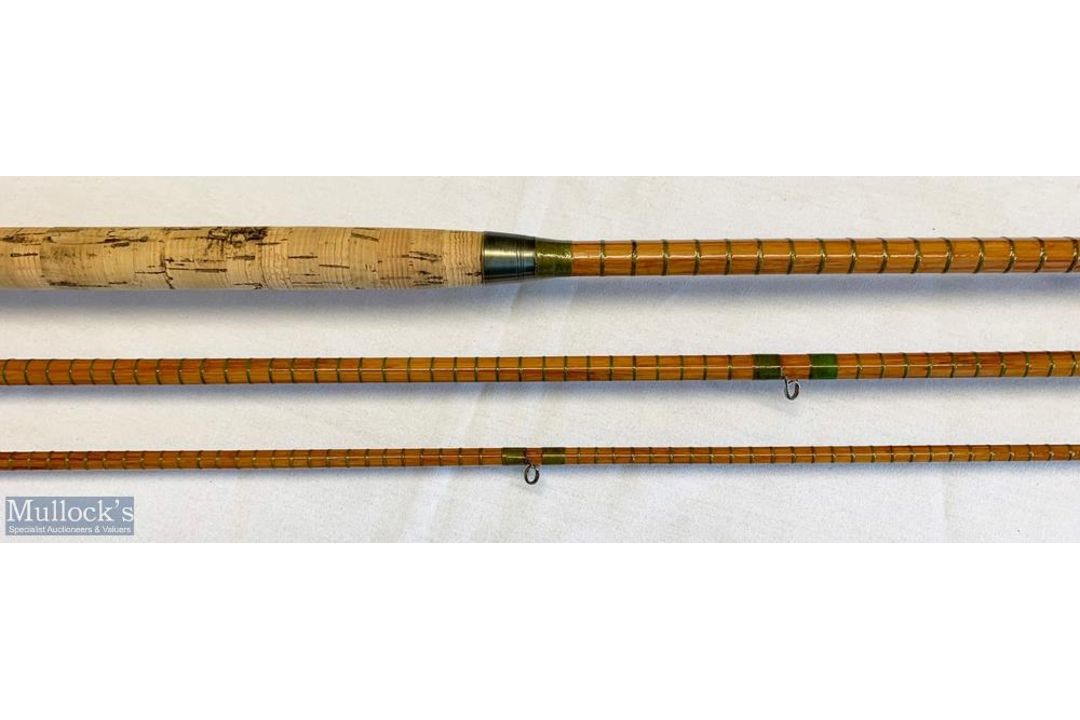 JJS Walker Bampton 13ft 6in 3pc split cane rod serial 10012 with agate butt/tip ring, overall A/G - Image 2 of 3