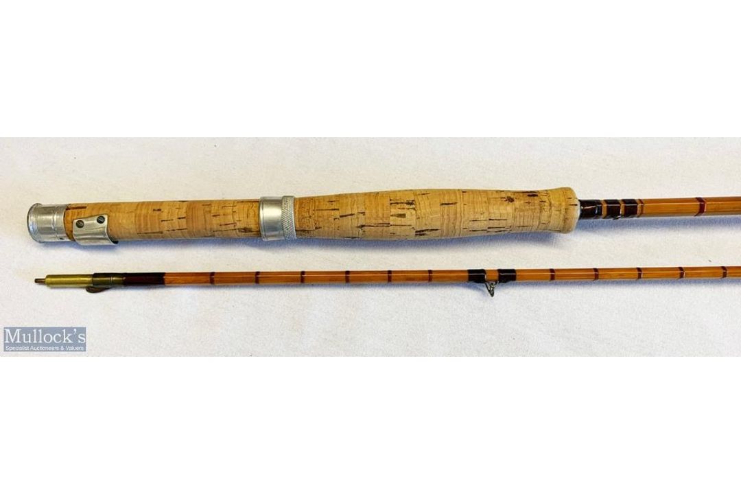 JA Walker 9ft 2pc split cane fly rod with red whipping, agate butt/tip rings – overall A/G overall – - Image 2 of 3